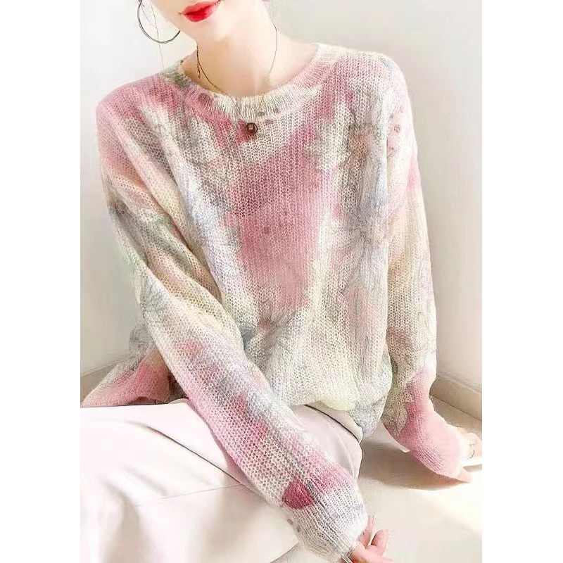 Casual Apricot Print Patchwork Cozy Knit Top Long Sleeve