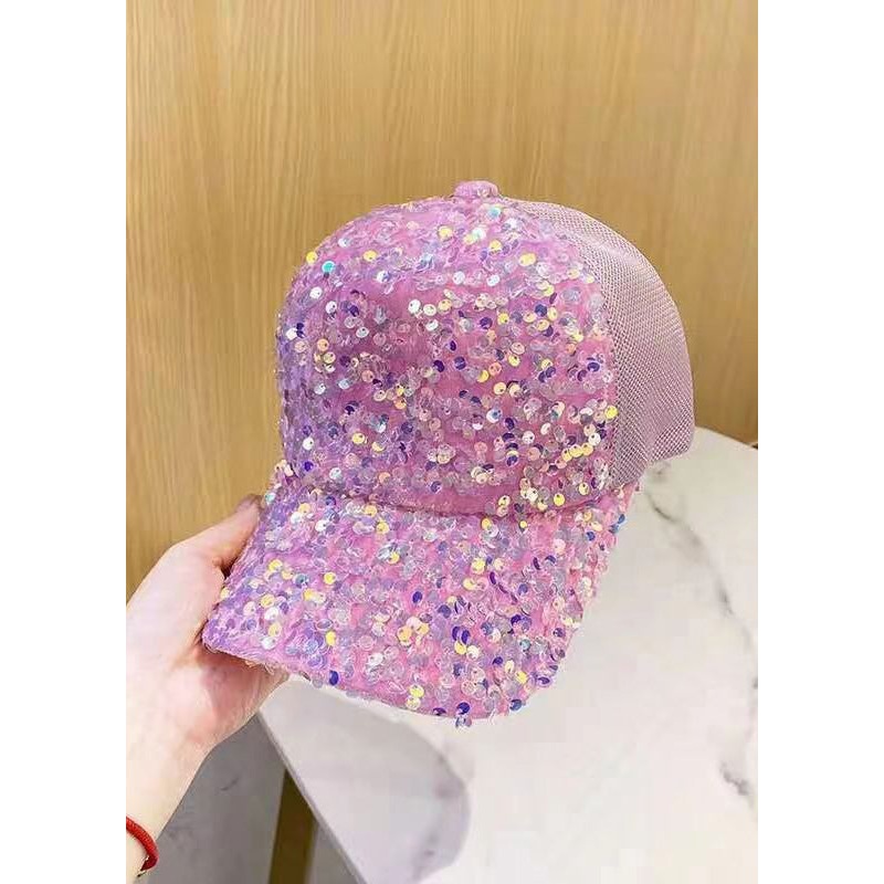Chic Pink Sequins Breathable Baseball Cap Hat