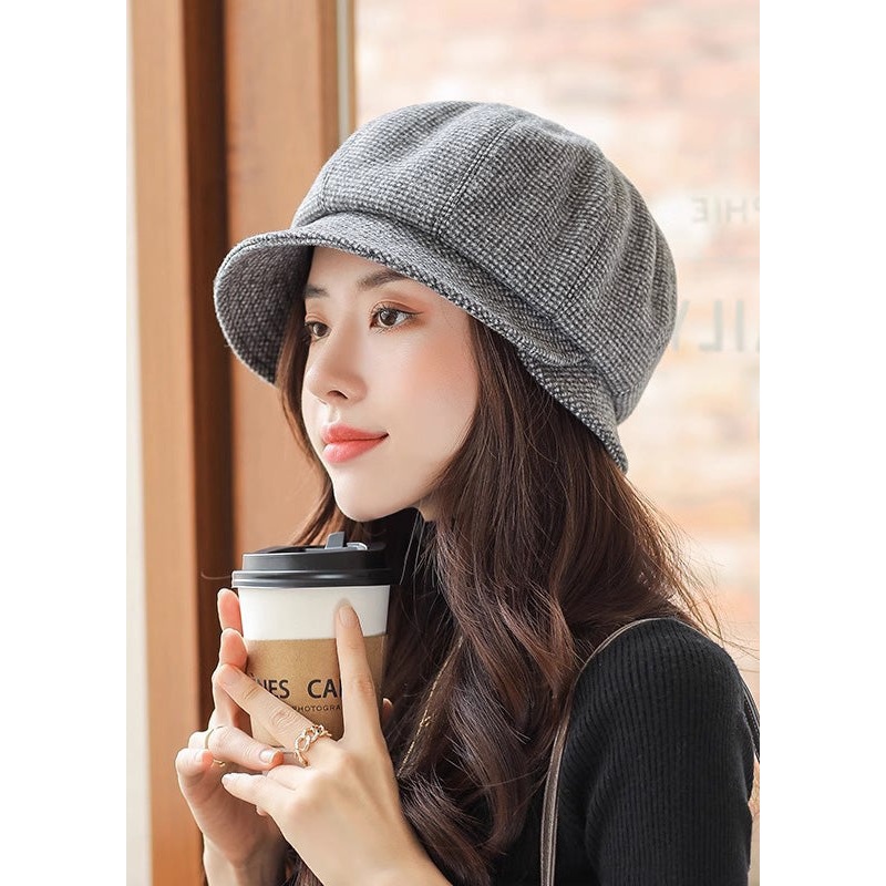 Classy Dark Grey Versatile Woolen Bucket Hat