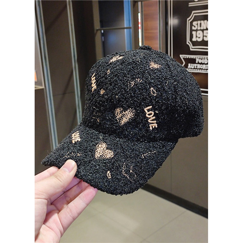 DIY Black Letter Embroidery Woolen Baseball Cap Hat