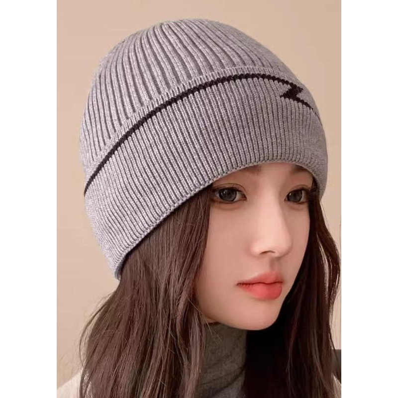 Elegant Grey Thick Knitted Cotton Bonnie Hat