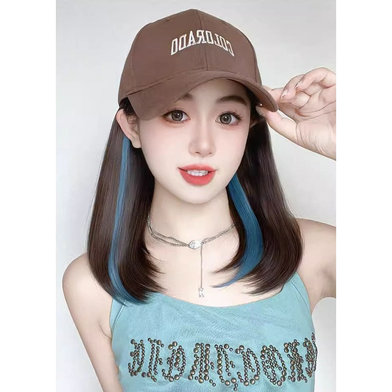 Fine Coffee Graphic Wig One Piece Baseball Cap Hat