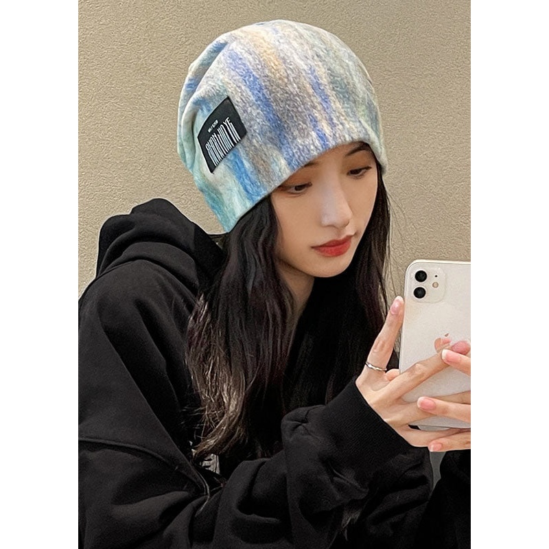 Handmade Cyan Knitted Cotton Thin Bonnie Hat