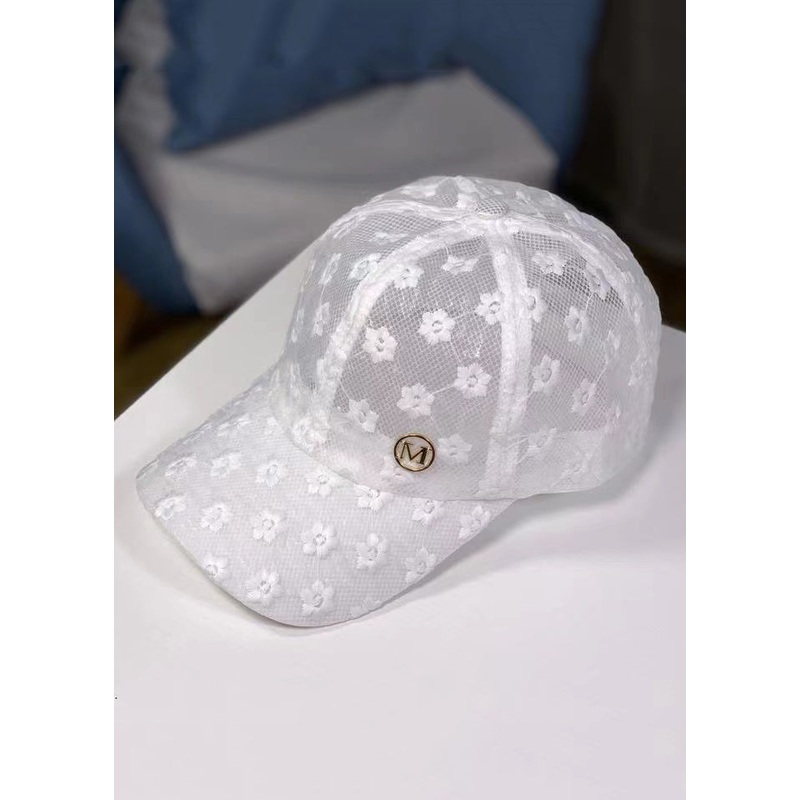 Stylish White Floral Embroidery Baseball Cap Hat
