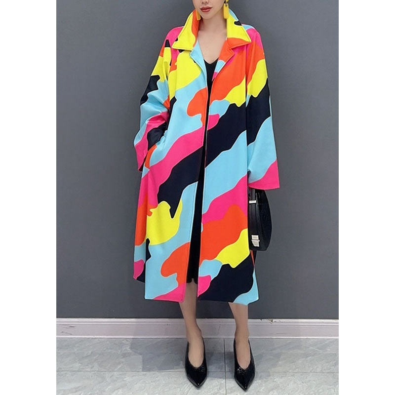 Vogue Rainbow Square Collar Button Trench Coats Fall
