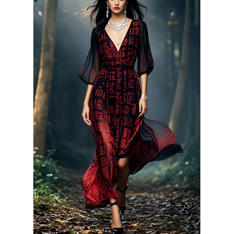 Beautiful Black Tie Dye Chiffon Vacation Dresses Summer