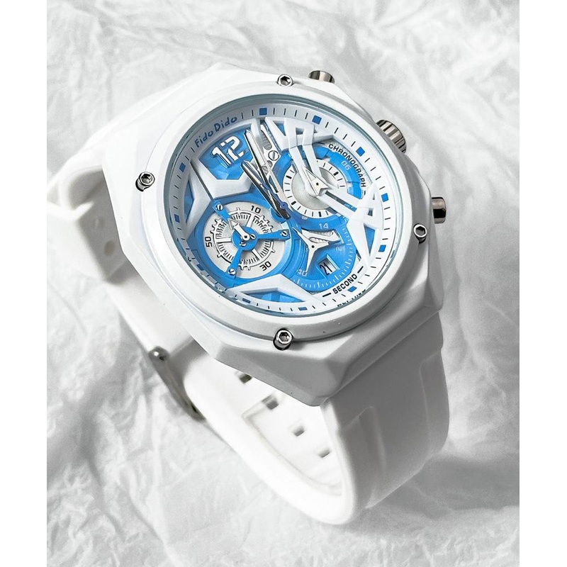 Brief Blue Silicone Rubber Quartz Movement Waterproof Hollow Out Watch