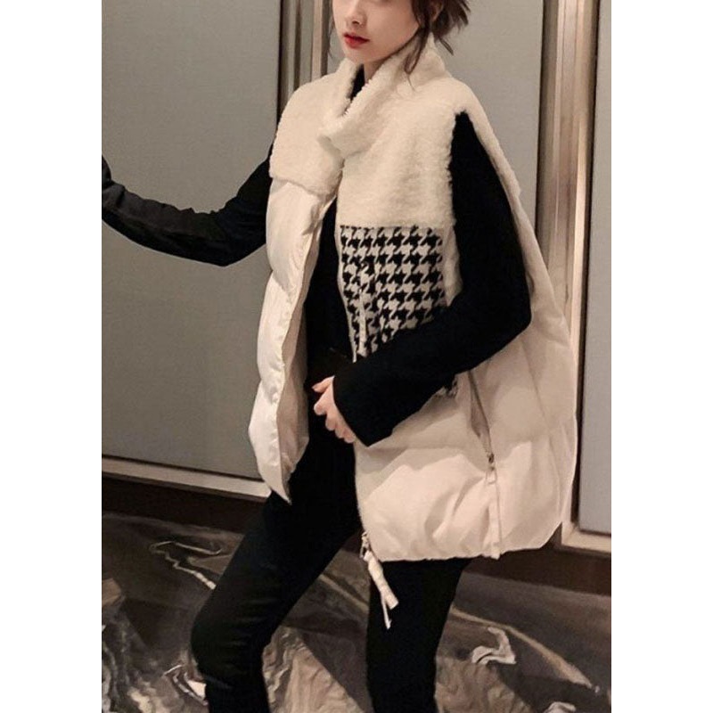 diy White Loose Pockets zippered Winter Sleeveless Puffer Vest