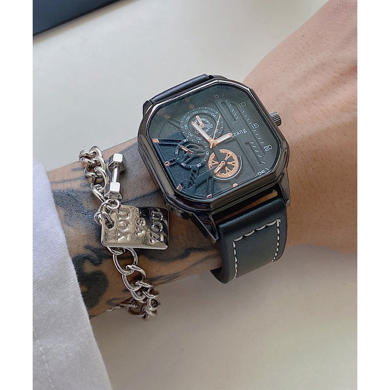 Fashion Black PU Alloy Quartz Movement Watch