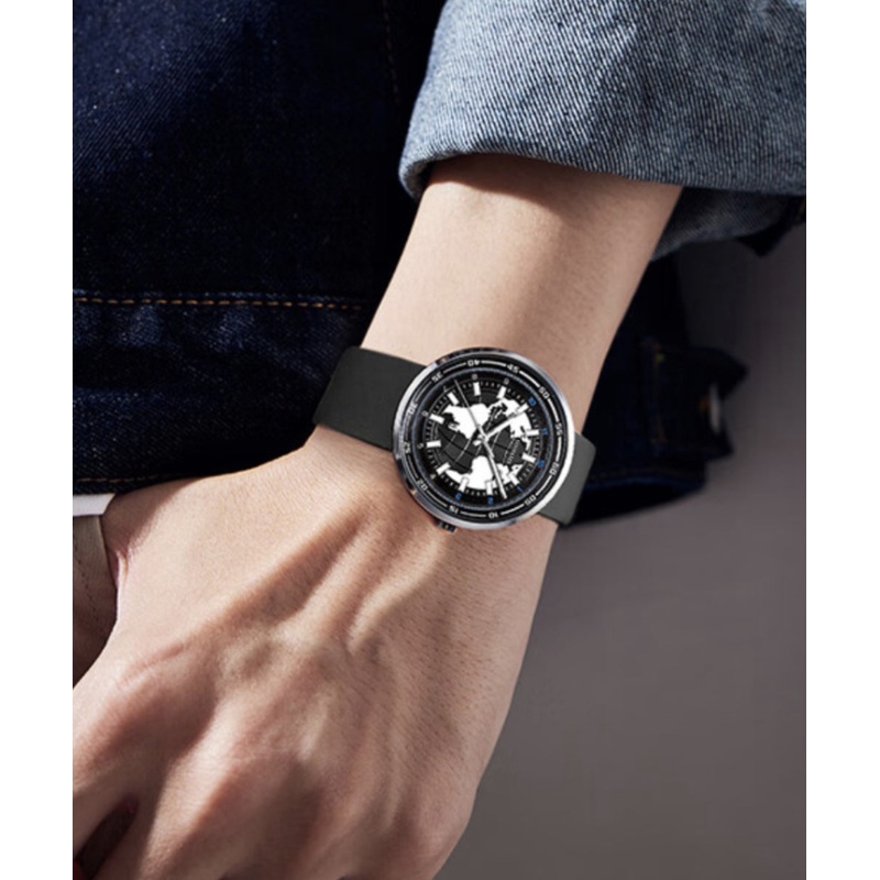 Fine Green Silicone Rubber Tempered Glass Luminous Watch