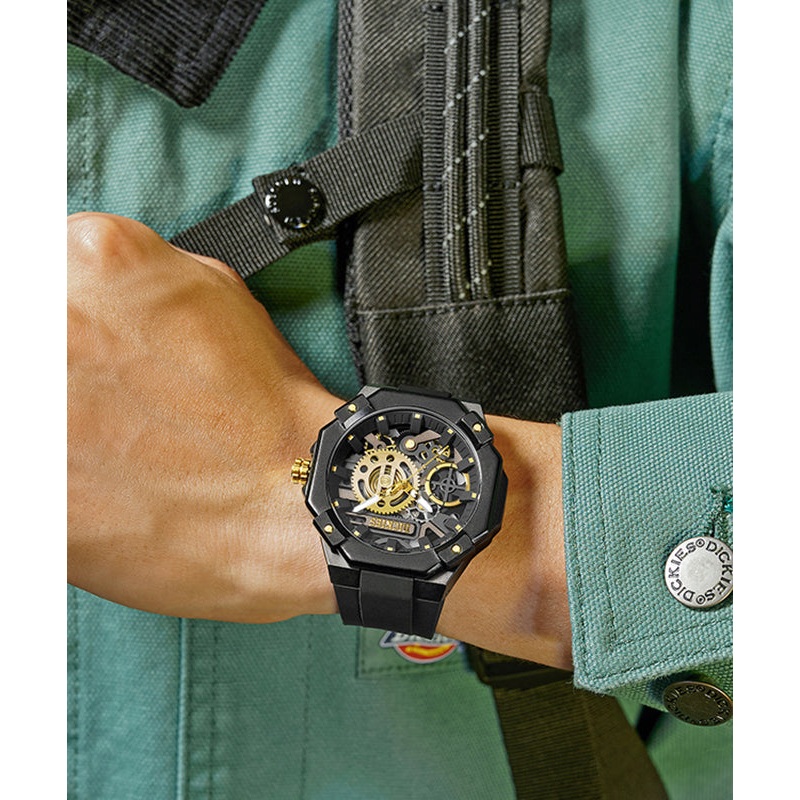 Handmade Black Silicone Rubber Waterproof Luminous Watch