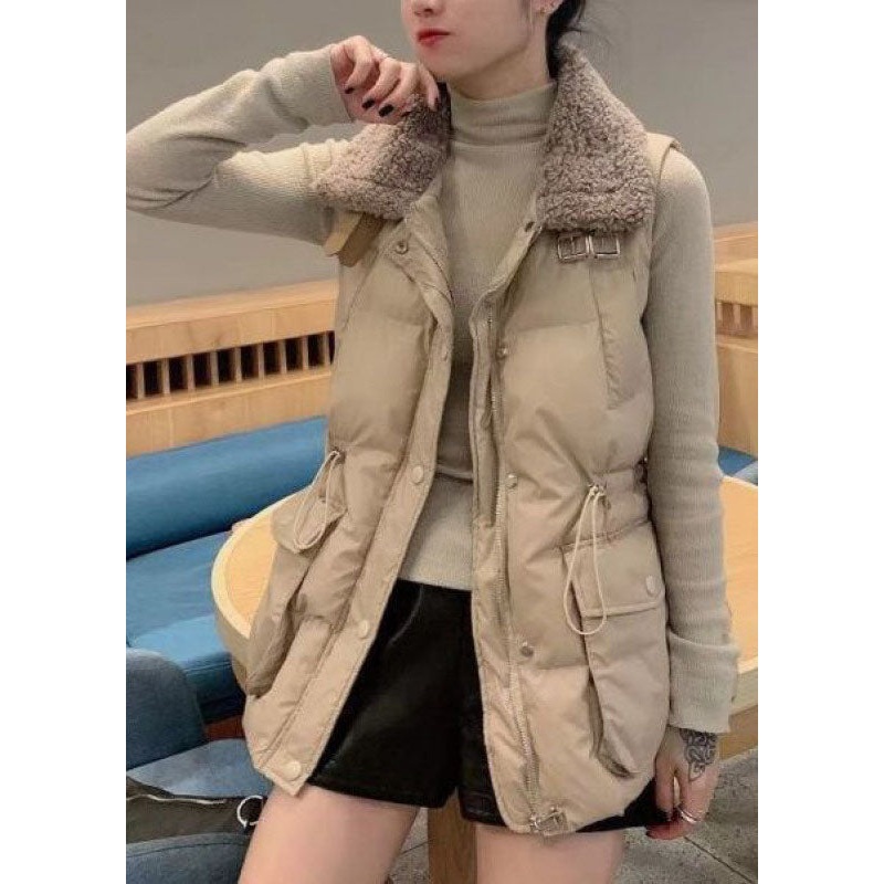 Italian Khaki fashion Thick Warm Winter Sleeveless Puffer Vest