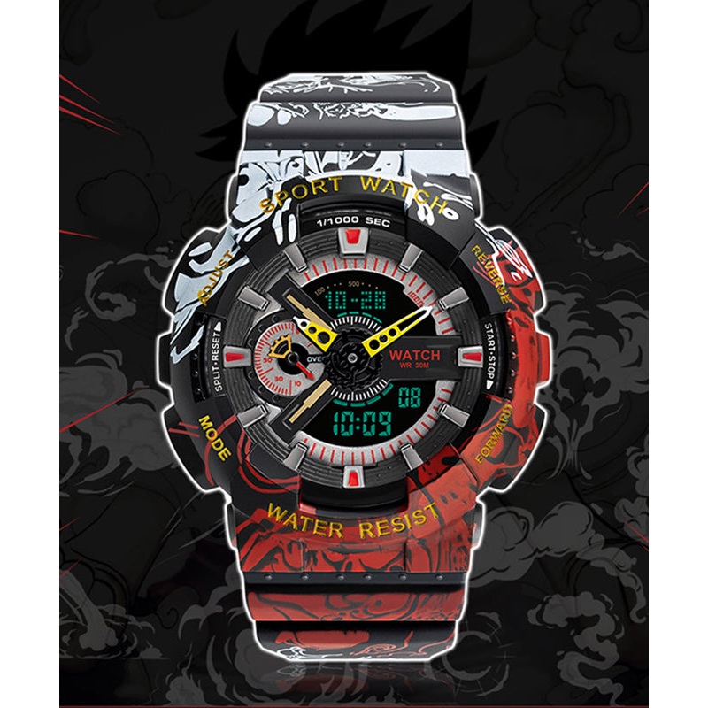 Loose Colorblock Rubber Tempered Glass Waterproof Watch