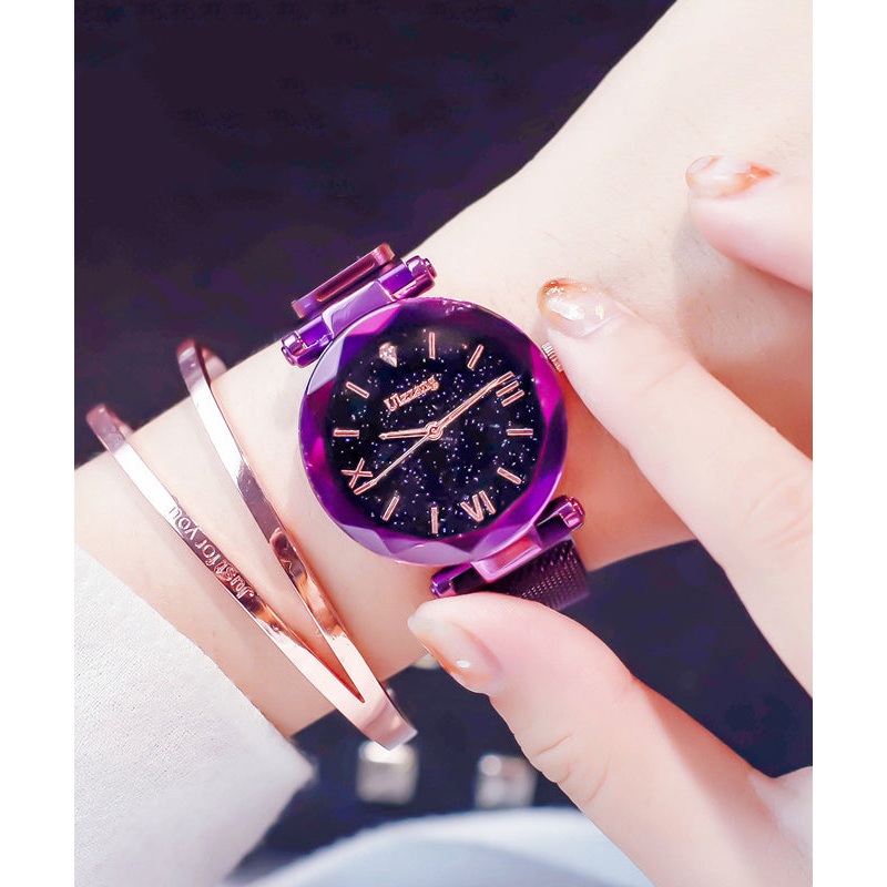 Modern Purple Alloy Zircon Quartz Movement Waterproof Watch