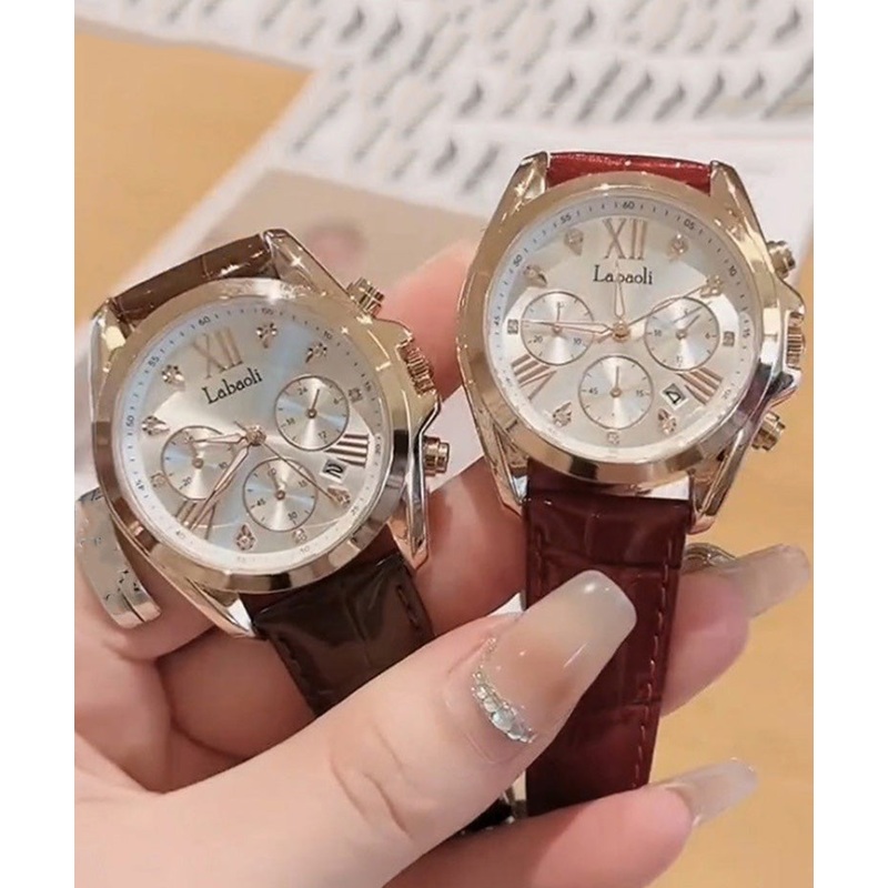 Original Design Red Leather Alloy Quartz Movement Waterproof Watch