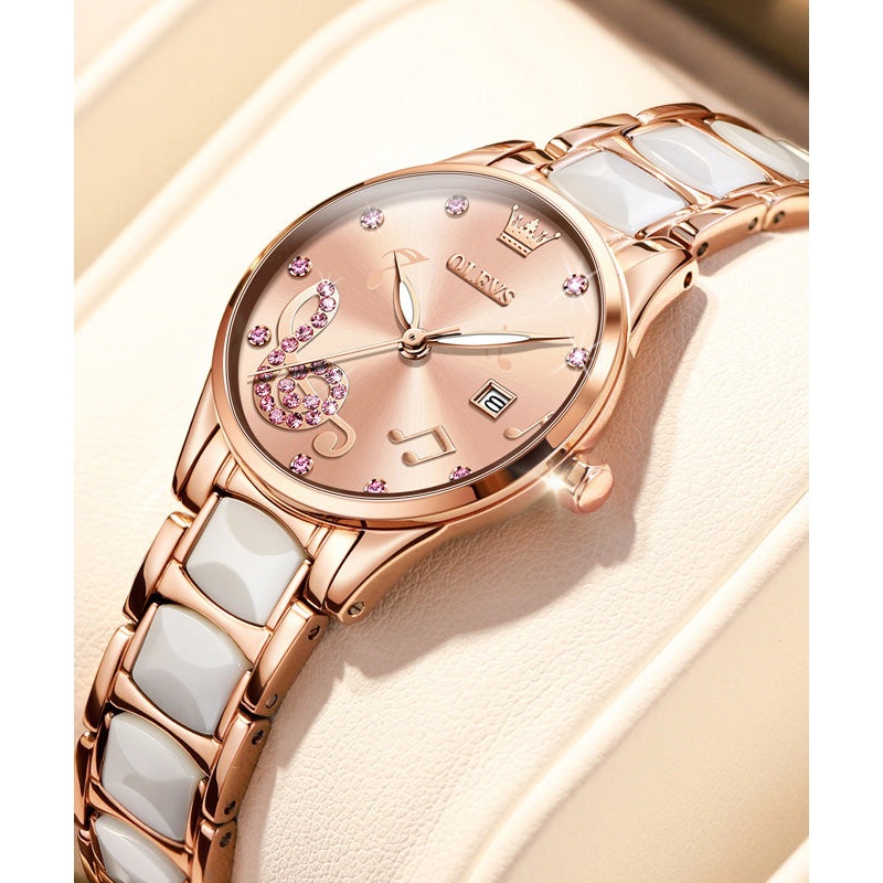 Vogue Rose Stainless Steel Zircon Ceramics Waterproof Watch