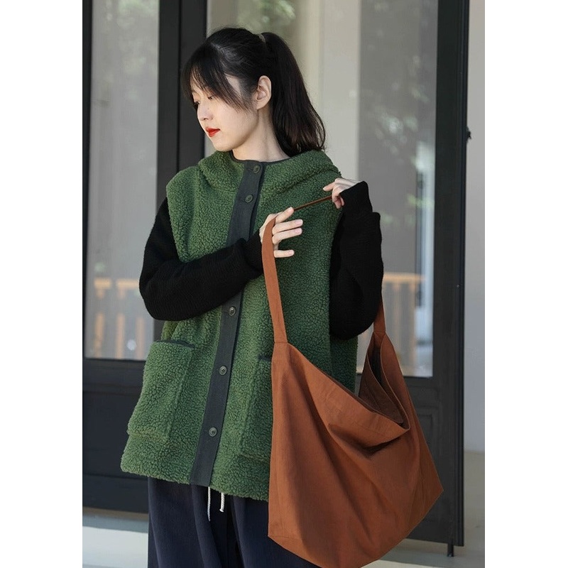 Women Winter Fleece Spliced Hooded Vest Coat