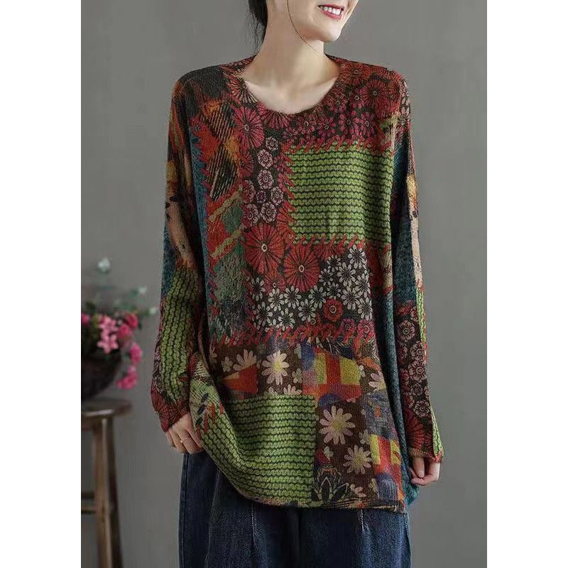 Elegant Colorblock Cozy Patchwork Mink Hair Knitted Tops Fall