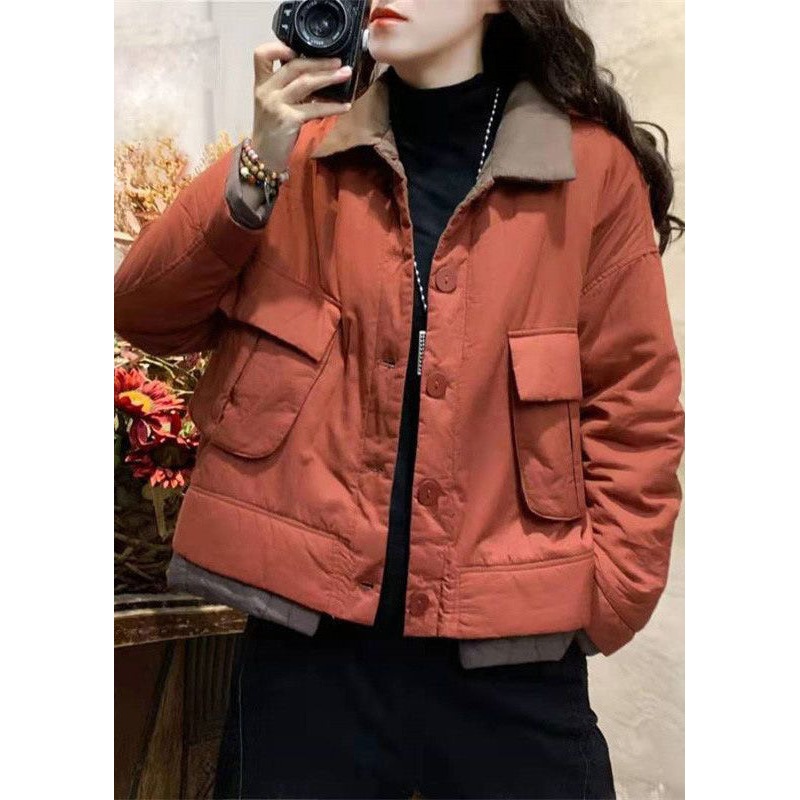 Original Design Red Pockets Plus Size Fine Cotton Filled Coat Winter