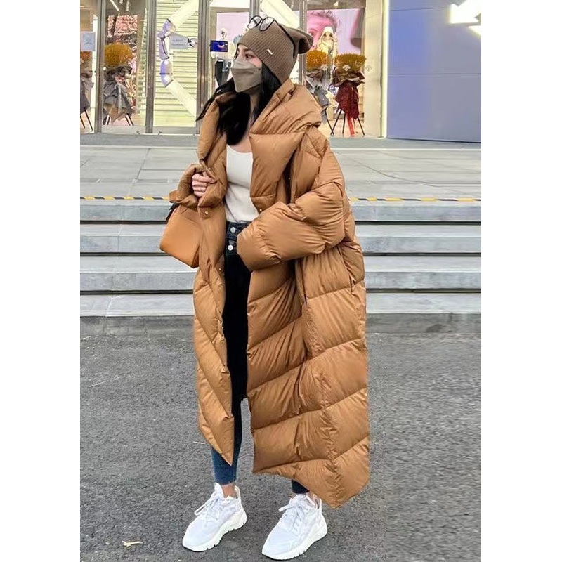 Handmade Caramel Fine Cotton Filled Hooded Coat Winter