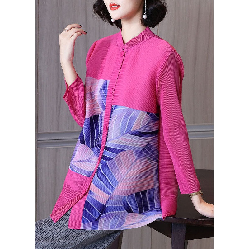Retro Rose Print Button Cozy Shirt Fall