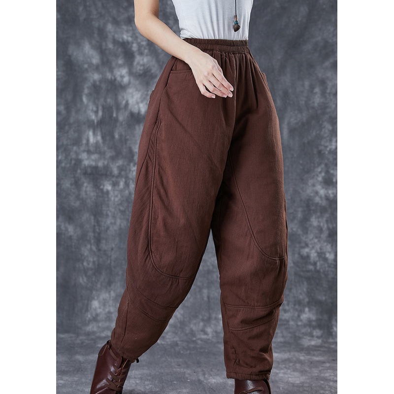 Art Chocolate Oversized Patchwork Fine Cotton Filled Harem Pants Winter