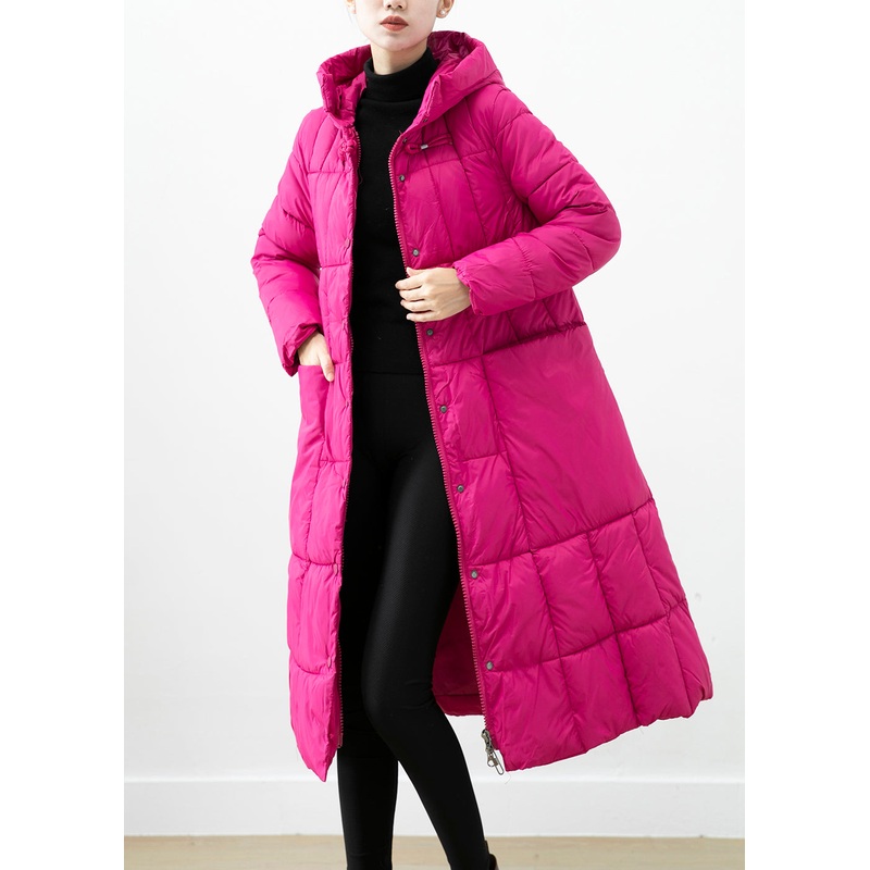 Italian Rose Hooded Pockets Fine Cotton Filled Puffer Jacket Winter