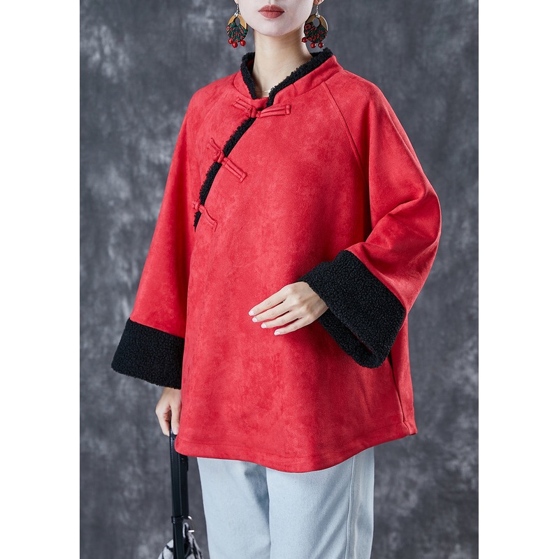 Vintage Mulberry Oversized Thick Cotton Chinese Style Coat Fall