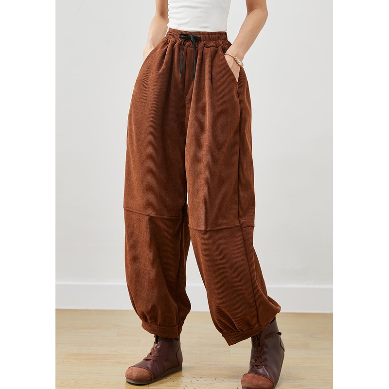 Women Coffee Oversized Corduroy Harem Pants Winter