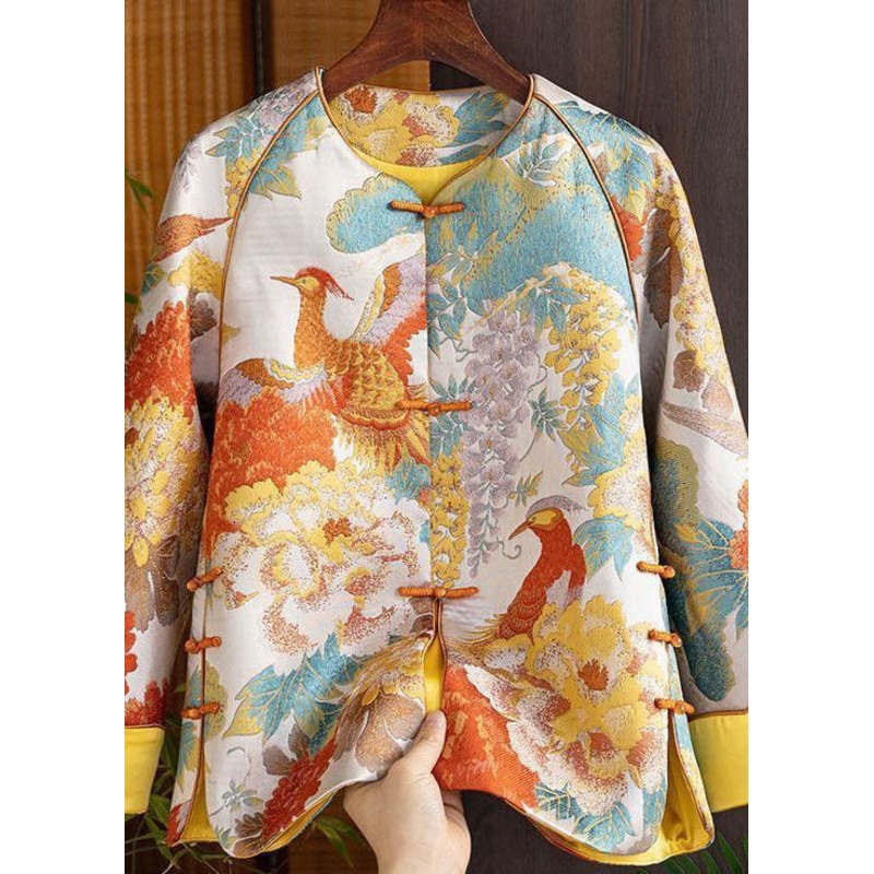 Chinese Style Blue Embroidered Oriental Button Spliced Silk Coat Autumn