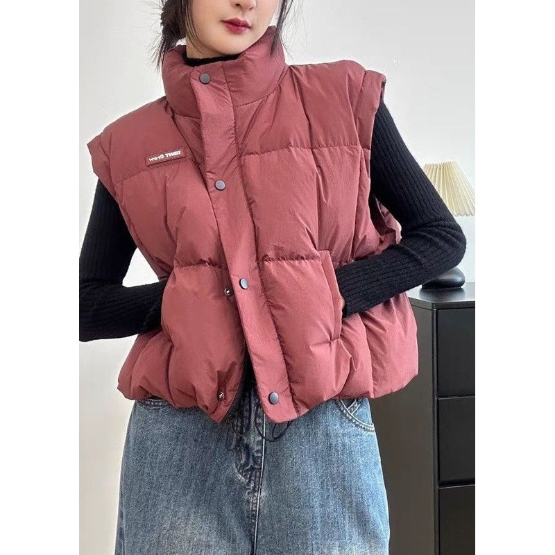 Fitted Rubber Red Oversized Duck Down Puffer Vest Winter