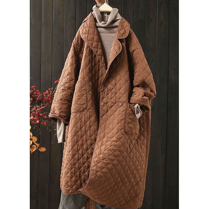 Modern Coffee Oversized Pockets Fine Cotton Filled Parkas Winter