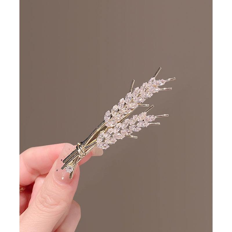 Style White Zircon Wheat Ears Duck Mouth Hairpin