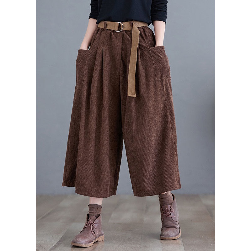 Coffee Pockets Corduroy Crop Pants Skirt Fall