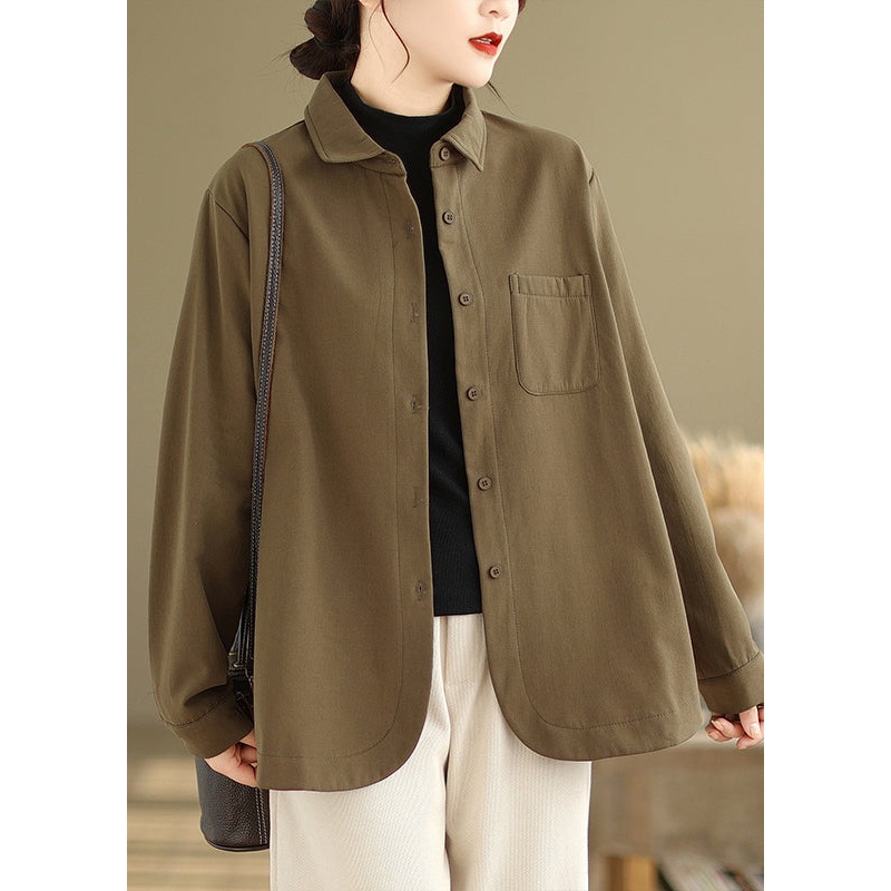 Chocolate Warm Fleece Wool Lined Coat Oversized Pockets Winter