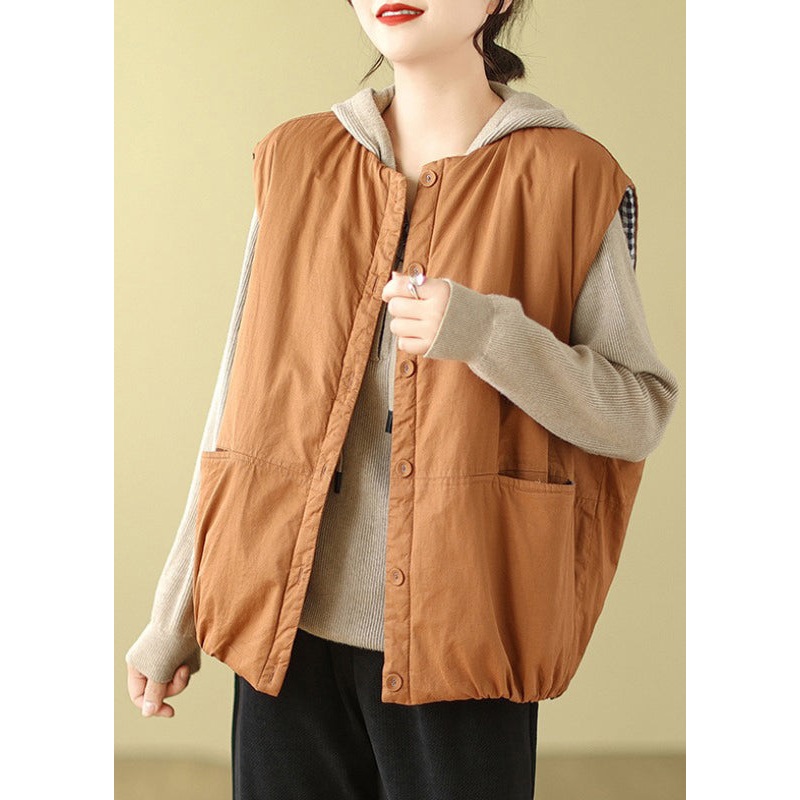 Orange Patchwork Fine Cotton Filled Vests Oversized Winter