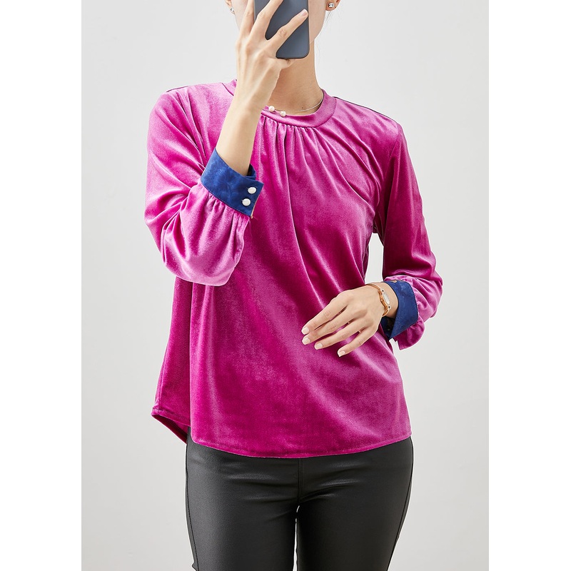 Art Dragon Color Oversized Silk Velour Shirt Top Spring