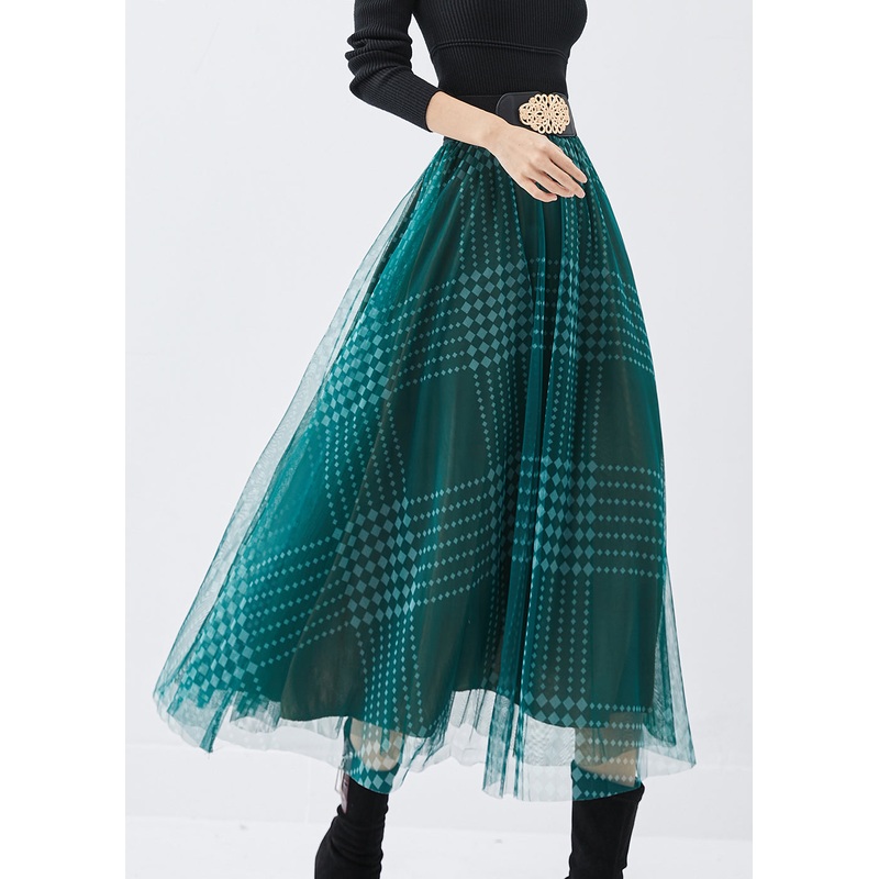 DIY Green Print Exra Large Hem Tulle Skirts Spring