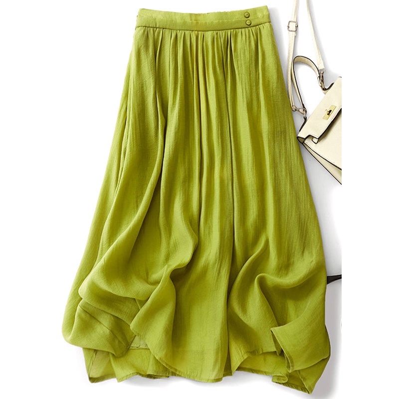 Boho Grass Green Exra Large Hem Cotton Holiday Skirt Spring