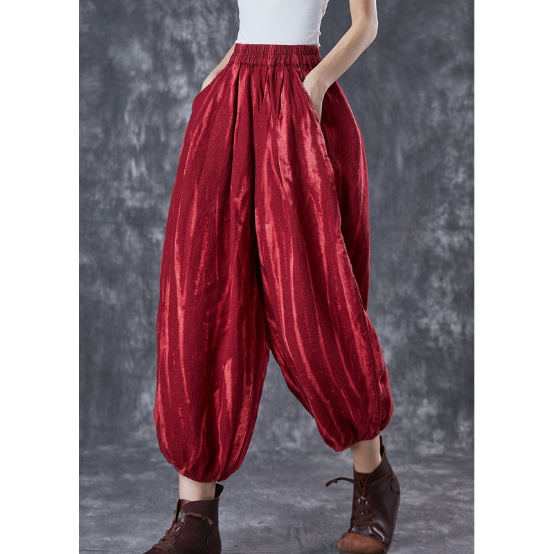 Women Mulberry Oversized Tie Dye Linen Lantern Pants Spring