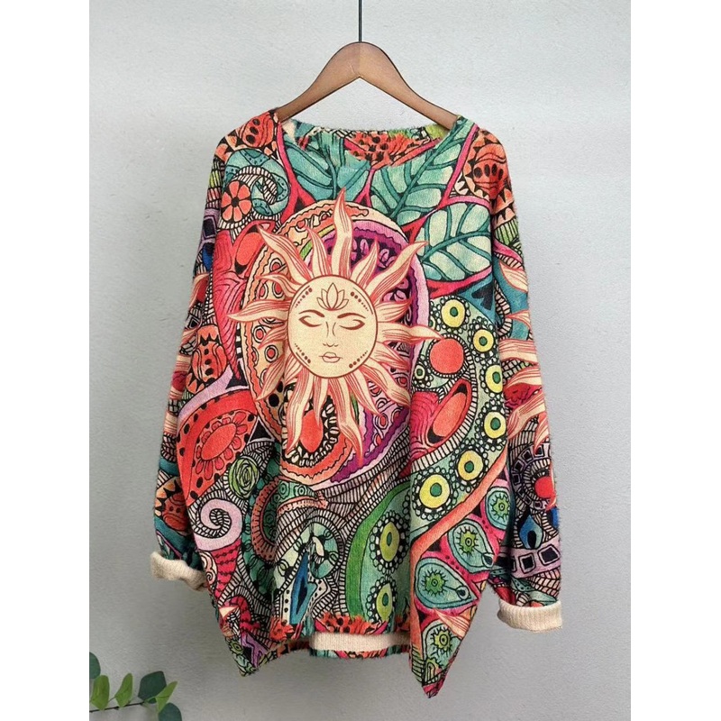 Women Winter Flower Knitted Warm Sweater