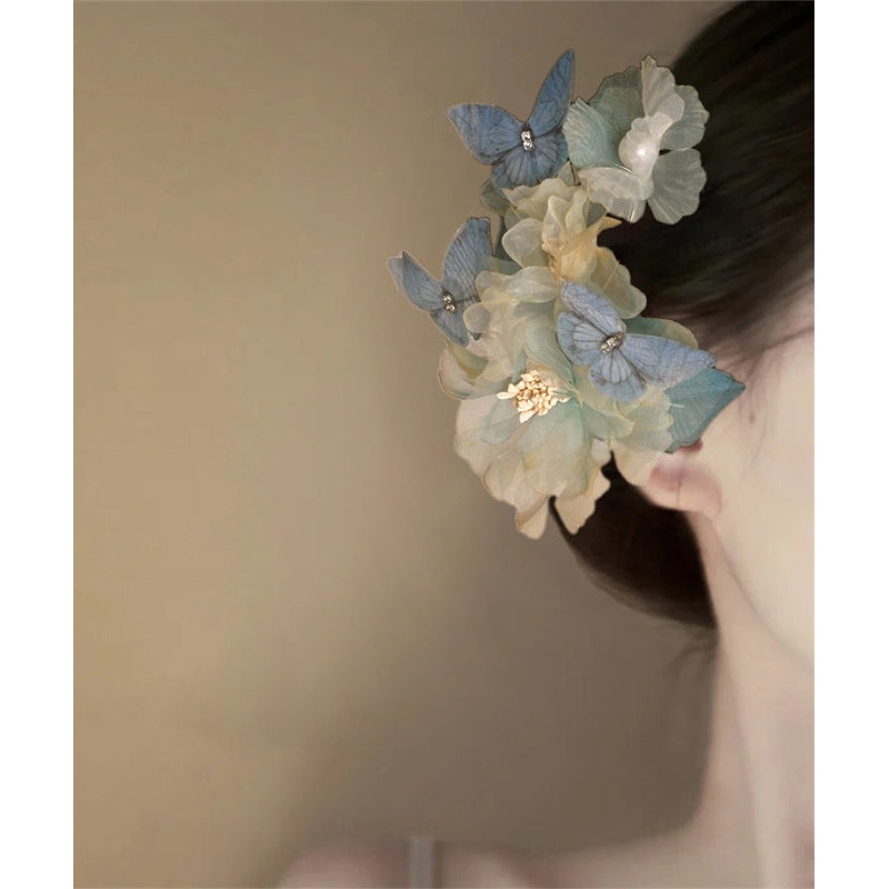 Boutique Little Yellow Tulle Alloy Floral Hairpin