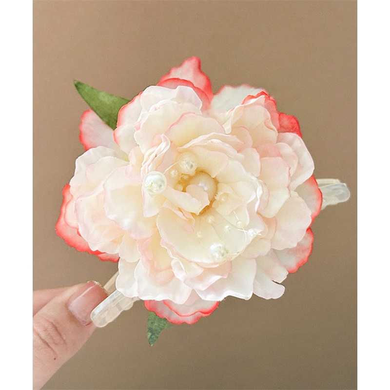 Gradient Color Alloy Pearl Peony Floral Hairpin