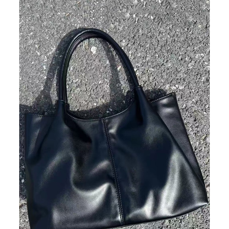 Women Black Versatile Faux Leather Satchel Handbag