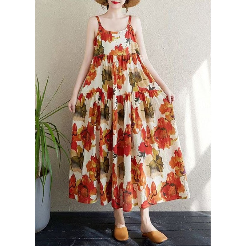 Boutique Print Cotton Cami Dresses Exra Large Hem Summer