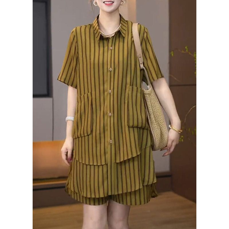 Plus Size Asymmetrical Striped Women Sets 2 Pieces Summer