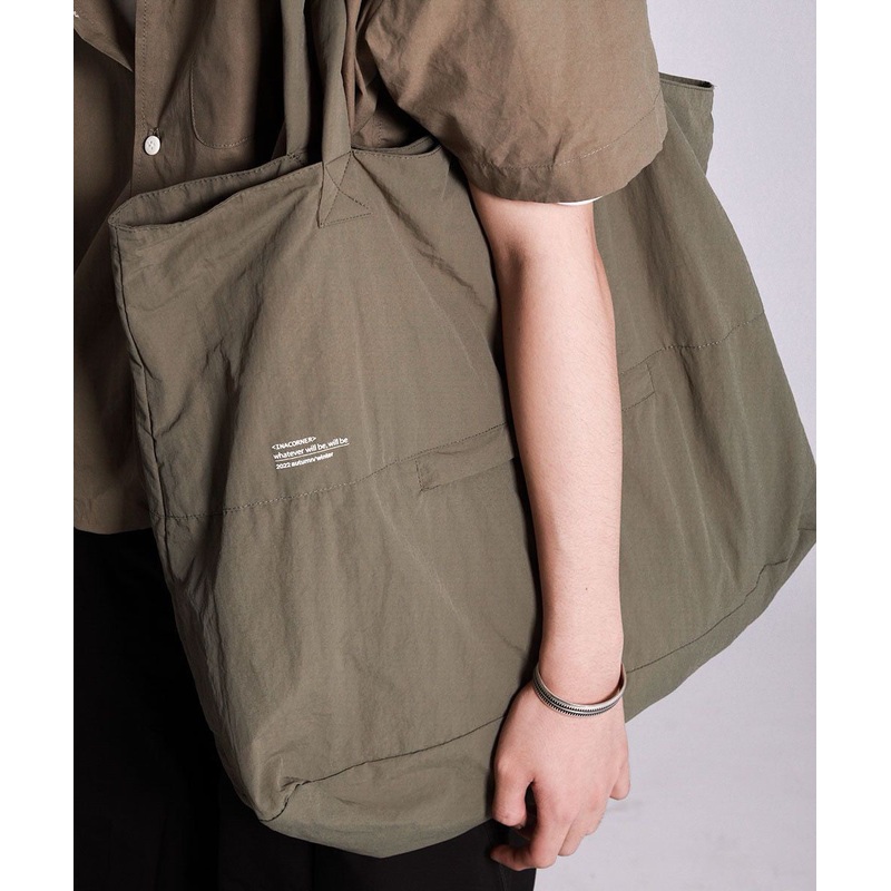 Simple Grayish Green Large Capacity Satchel Bag Handbag